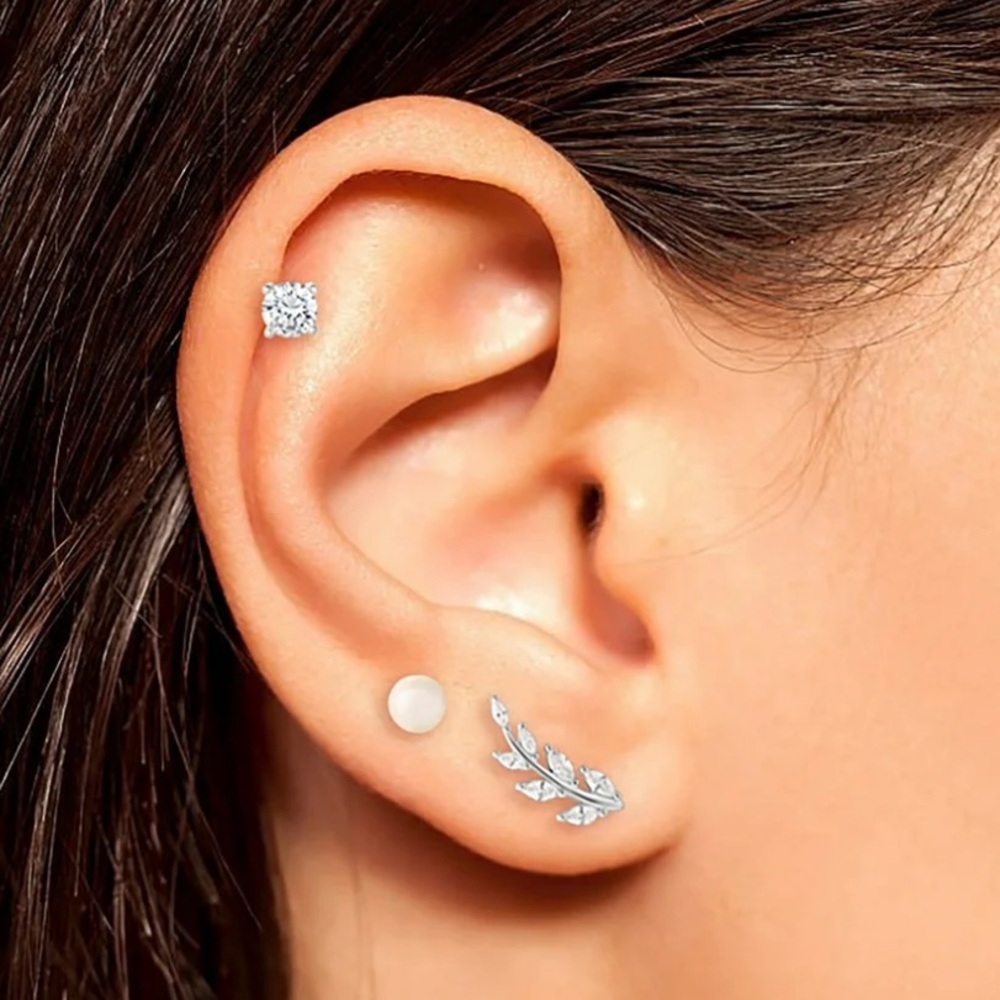 Believe by Brilliance Elegant Silver Leaf Earrings Set NWT